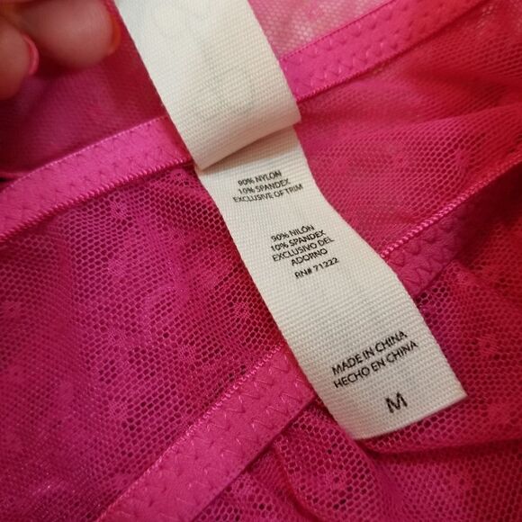 Jessica Simpson Babydoll Pink Mesh & Lace Racerback Nightie Size Medium - Picture 12 of 13